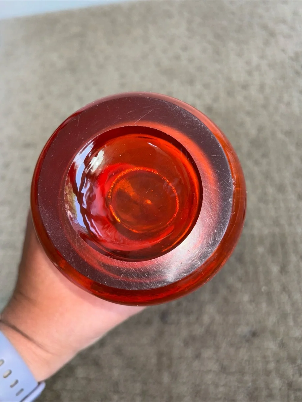 Vintage Viking glass orange Bud Vase with Yellow scalloped Rim